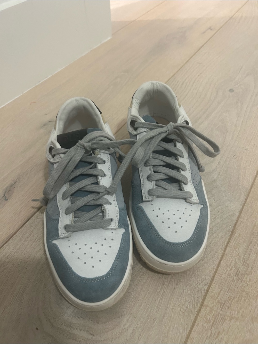 Women Casual Lace-Up Sneakers in Blue and White